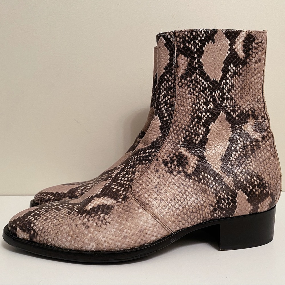 FROM THE FIRST Italian Calf Snake Leather Wyatt Jodphur Chelsea Boots 45 11 12